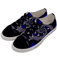 Balls Circles Fractal Silver Blue Men s Low Top Canvas Sneakers by Pakrebo