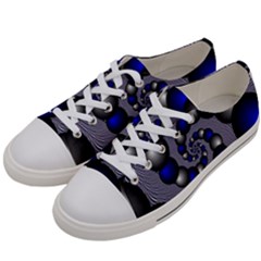 Balls Circles Fractal Silver Blue Women s Low Top Canvas Sneakers by Pakrebo