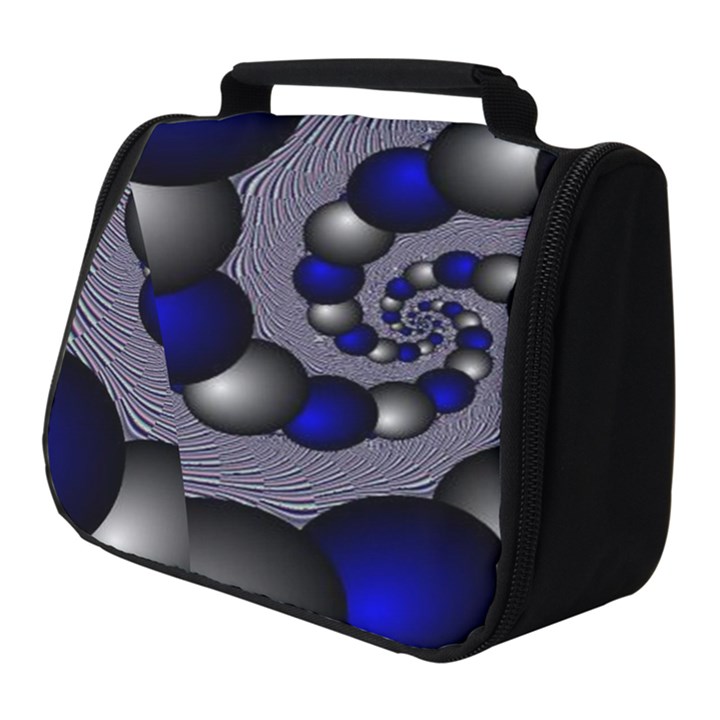 Balls Circles Fractal Silver Blue Full Print Travel Pouch (Small)