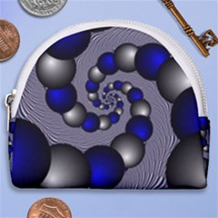 Balls Circles Fractal Silver Blue Horseshoe Style Canvas Pouch by Pakrebo