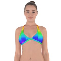 Rainbow Colour Bright Background Halter Neck Bikini Top by Pakrebo