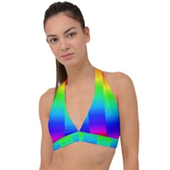 Rainbow Colour Bright Background Halter Plunge Bikini Top by Pakrebo