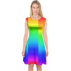 Rainbow Colour Bright Background Capsleeve Midi Dress by Pakrebo