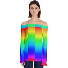 Rainbow Colour Bright Background Off Shoulder Long Sleeve Top by Pakrebo