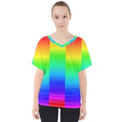 Rainbow Colour Bright Background V-neck Dolman Drape Top by Pakrebo