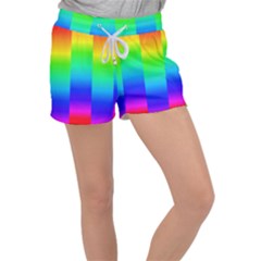 Rainbow Colour Bright Background Women s Velour Lounge Shorts by Pakrebo