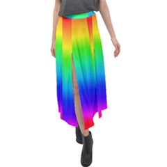 Rainbow Colour Bright Background Velour Split Maxi Skirt