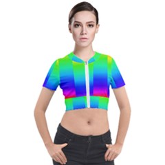 Rainbow Colour Bright Background Short Sleeve Cropped Jacket