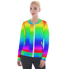 Rainbow Colour Bright Background Velour Zip Up Jacket