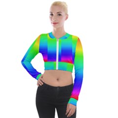 Rainbow Colour Bright Background Long Sleeve Cropped Velvet Jacket