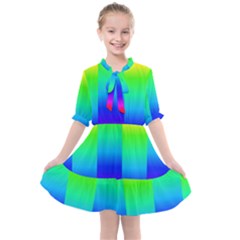 Rainbow Colour Bright Background Kids  All Frills Chiffon Dress