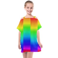 Rainbow Colour Bright Background Kids  One Piece Chiffon Dress