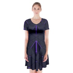 Futuristic Pyramids Perspective Short Sleeve V-neck Flare Dress by Pakrebo