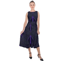 Futuristic Pyramids Perspective Midi Tie-back Chiffon Dress by Pakrebo