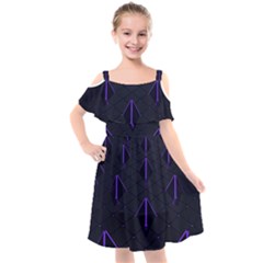 Futuristic Pyramids Perspective Kids  Cut Out Shoulders Chiffon Dress by Pakrebo