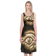 Golden Ornament Round Art Form Midi Sleeveless Dress by Pakrebo