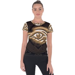 Golden Ornament Round Art Form Short Sleeve Sports Top  by Pakrebo