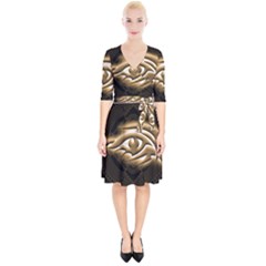 Golden Ornament Round Art Form Wrap Up Cocktail Dress by Pakrebo