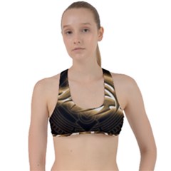 Golden Ornament Round Art Form Criss Cross Racerback Sports Bra by Pakrebo