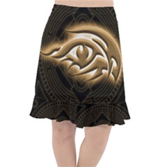 Golden Ornament Round Art Form Fishtail Chiffon Skirt by Pakrebo