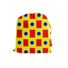 Pattern Design Backdrop Red Blue Yellow Drawstring Pouch (large) by Pakrebo