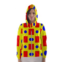 Pattern Design Backdrop Red Blue Yellow Women s Hooded Windbreaker by Pakrebo