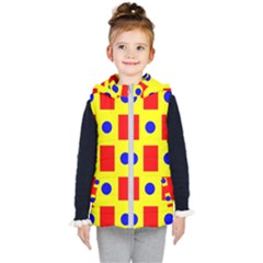 Pattern Design Backdrop Red Blue Yellow Kids  Hooded Puffer Vest by Pakrebo