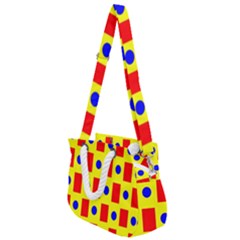 Pattern Design Backdrop Red Blue Yellow Rope Handles Shoulder Strap Bag