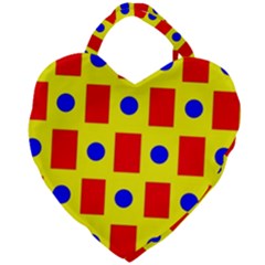 Pattern Design Backdrop Red Blue Yellow Giant Heart Shaped Tote by Pakrebo