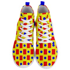 Pattern Design Backdrop Red Blue Yellow Men s Lightweight High Top Sneakers by Pakrebo