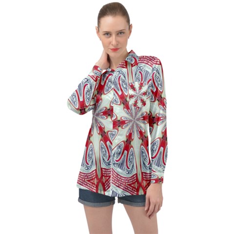 Kaleidoscope Background Bottles Long Sleeve Satin Shirt by Pakrebo