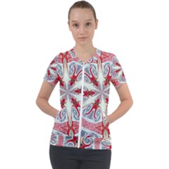 Kaleidoscope Background Bottles Short Sleeve Zip Up Jacket