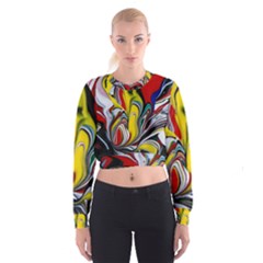 Abstract Colorful Illusion Cropped Sweatshirt by Pakrebo