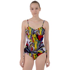 Abstract Colorful Illusion Sweetheart Tankini Set