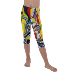 Abstract Colorful Illusion Kids  Lightweight Velour Capri Leggings  by Pakrebo