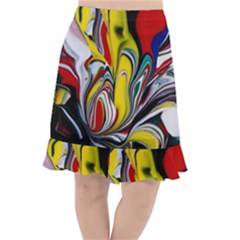 Abstract Colorful Illusion Fishtail Chiffon Skirt