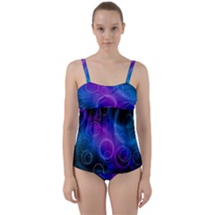 Background Color Slightly Texture Twist Front Tankini Set by Pakrebo