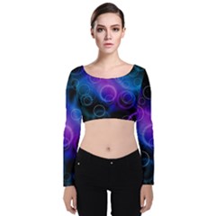 Background Color Slightly Texture Velvet Long Sleeve Crop Top by Pakrebo