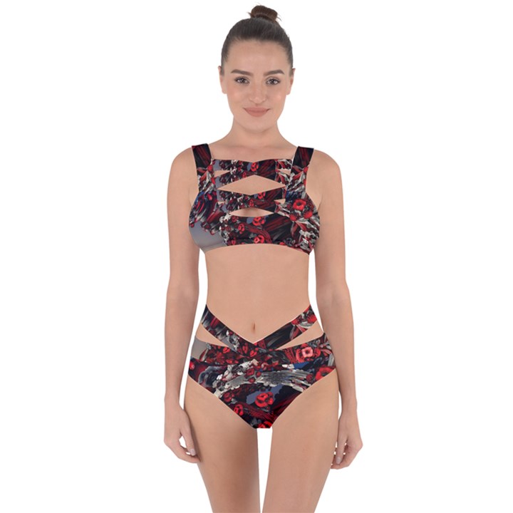 Fractal Flowers Free Illustration Bandaged Up Bikini Set 