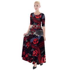 Fractal Flowers Free Illustration Half Sleeves Maxi Dress