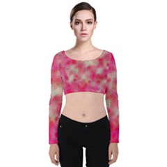 Background Abstract Texture Pattern Velvet Long Sleeve Crop Top by Pakrebo