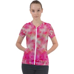 Background Abstract Texture Pattern Short Sleeve Zip Up Jacket