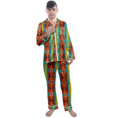 Love For The Fantasy Flowers With Happy Joy Men s Satin Pajamas Long Pants Set