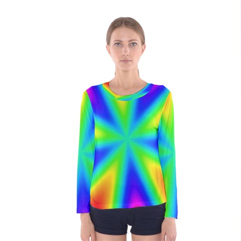 Rainbow Colour Bright Background Women s Long Sleeve Tee by Pakrebo