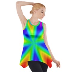 Rainbow Colour Bright Background Side Drop Tank Tunic by Pakrebo