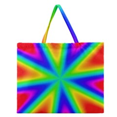 Rainbow Colour Bright Background Zipper Large Tote Bag by Pakrebo