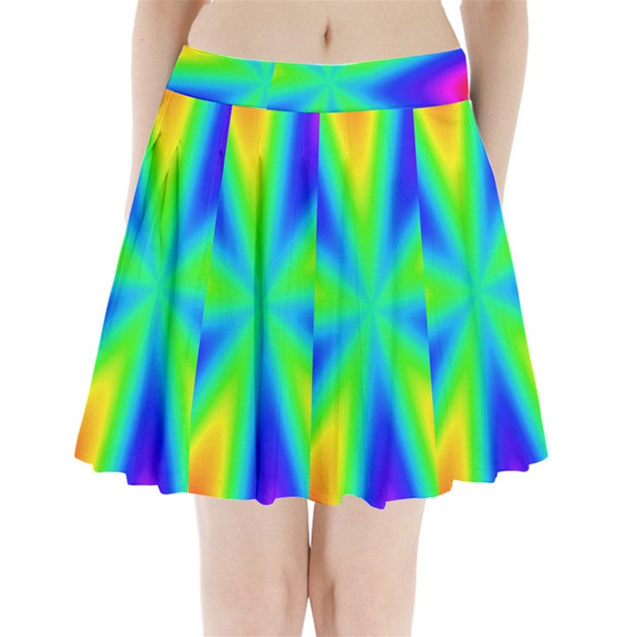 Rainbow Colour Bright Background Pleated Mini Skirt