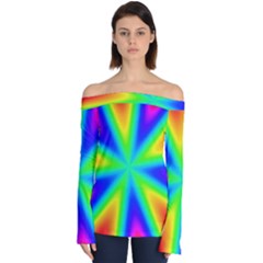 Rainbow Colour Bright Background Off Shoulder Long Sleeve Top by Pakrebo