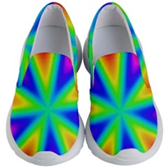 Rainbow Colour Bright Background Kids  Lightweight Slip Ons by Pakrebo