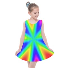 Rainbow Colour Bright Background Kids  Summer Dress by Pakrebo